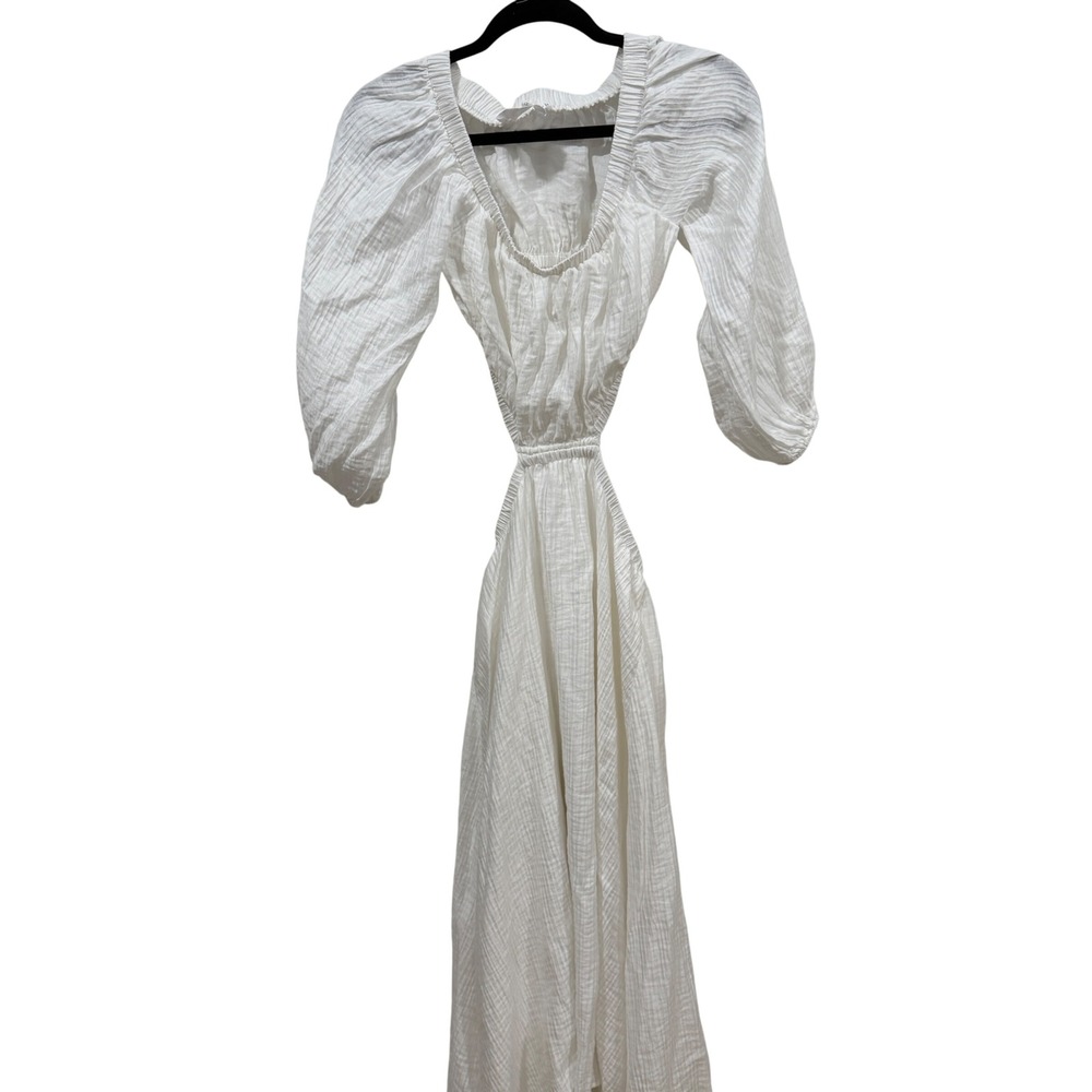 ASTR the Label White Textured Cutout Puff Sleeve Maxi Dress ACDR101154 Small